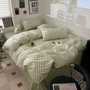 GobekUsa Grid Print Cotton Bedding Set for Single Double Beds