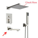 GobekUsa Black Wall Mounted Shower System with Handshower - 12/16 Inch Rainwater Faucet