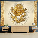 GobekUsa Golden Dragon Totem Carving Tapestry: Mysterious Psychedelic Wall Hanging
