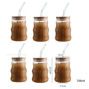 GobekUsa Glass Cup Set with Lid and Straw, Transparent Drinkware for Tea, Juice, Beer or Milk