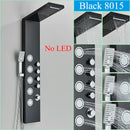 GobekUsa Black LED Shower Faucet Panel with Waterfall Rain System & Massage Spa Spout