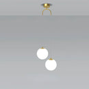 GobekUsa Glass Ball Dual Head Pendant Light for Bedroom, Modern LED Chandeliers