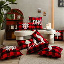 GobekUsa Christmas Plaid Cushion Cover in Red Black Check for Home Sofa Bed