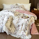 GobekUsa Lace Ruffles Princess Cotton Bedding Set, Floral Quilt Cover, Girls Wedding Home Textiles