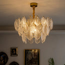 GobekUsa Leaf Glass Chandelier Pendant Light Luxury Dining Room Ceiling Fixture