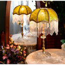 GobekUsa Green Velvet Tasseling Lampshade for Luxury Nightstand Lamp