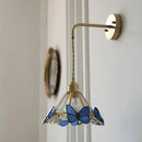 GobekUsa LED Butterfly Glass Wall Lamp Sconce with Pull Chain Switch