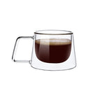 GobekUsa Glass Double Wall Coffee Mug with Handle, 200ml Heat-resistant Espresso Cup