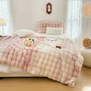 GobekUsa Gradient Pink Double Layer Faux Fur Winter Blanket