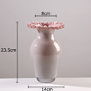 GobekUsa Pink Flower Edge Glass Vase: Desk Hydroponics Plant Pot for Floral Arrangement