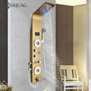 GobekUsa LED Blue Light Shower System with Temperature Display, Massage Column, Waterfall Rainfall