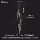 GobekUsa Crystal Chrome LED Chandelier: Elegant Duplex Stair Lighting for Modern Interiors