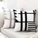 GobekUsa Embroidered Burlap Cushion Cover | Black White Gray Pillow Cover 45x45cm