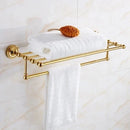 GobekUsa Brass Gold Bathroom Hardware Set: Towel Rack, Paper Holder, Toilet Brush, Hooks, Towel Ring