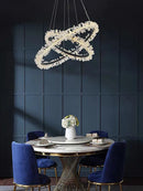 GobekUsa Crystal Gold/Black Ring LED Chandelier: Minimalist Luxury Hanging Ceiling Light Fixtures