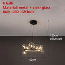 GobekUsa Clear Glass LED Chandelier: Modern Nordic Hall Parlor Lighting Fixture