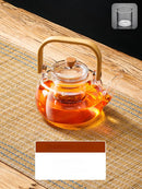 GobekUsa Glass Tea Pot with Wooden Handle, 900ml Capacity & Absorbent Tea Towel