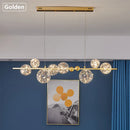 GobekUsa LED Glass Bulb Pendant Light: Modern Round Design, Gold/Black, Gypsophila String