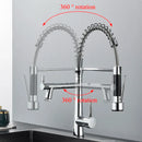 GobekUsa Dual Nozzle Gourmet Kitchen Faucet | Pull-Down, 360° Rotation, Chrome Mixer