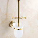 GobekUsa Gold Brass Bathroom Accessories Set: Robe Hook, Paper Holder, Towel Bar, Towel Ring
