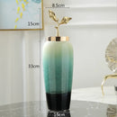 GobekUsa Gradient Ceramic Vase with Golden Leaves Cover for Modern Home Decor and Weddings