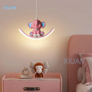GobekUsa Kids Unicorn Pendant Lamps White Bear Pink Elephant Chandeliers