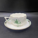 GobekUsa Green Plant Patterns Ceramic Tea Cup Set with Spoon and Plate - Perfect for English Afternoon Tea Time