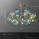 GobekUsa Blue Glass Flower Ceiling Chandelier Copper Hanging Lamps
