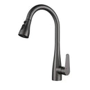 GobekUsa Gray Matte Kitchen Faucet | Pull Out Black Sink Tap Swivel Water Mixer
