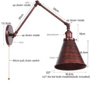 GobekUsa LED Long Arm Wall Lamp with Pull Chain Switch for Home Hotel Bathroom