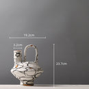 GobekUsa Geometric Graffiti Ceramic Vase with Handles for Home Decor and Floral Arrangements.