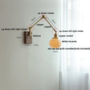 GobekUsa Ceramic LED Wall Light Rotatable Walnut Bedside Lamp