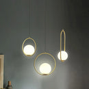 GobekUsa Glass Ball Pendant Lamp: Elegant Dining Room Light Fixture, Gold Finish