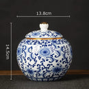 GobekUsa Blue White Porcelain Tea Canister Organizer Box Coffee Container Caddy Jar