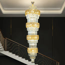 GobekUsa Elegant Crystal Hollow Long Chandelier for Duplex Living Room and Stairwell
