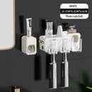 GobekUsa Inverted Toothbrush Holder with Automatic Toothpaste Squeezer & Makeup Storage Rack