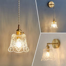 Nordic Flower Glass Pendant Light in Polished Copper
