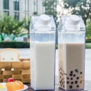 GobekUsa Clear Milk Carton Water Bottle & Drinking Cup, Portable Plastic Juice Tea Storage