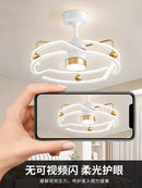 GobekUsa Cream Bedroom Ceiling Fan Light with Remote Control, Elegant Bedroom Lamp Fixtures