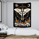 GobekUsa Celestial Moth Tapestry: Moon Phase Flower Mandala Wall Decor