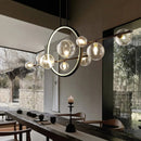GobekUsa Black Ring LED Pendant Light with Glass Lampshade for Dining Room and Kitchen