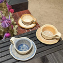 GobekUsa Kiln Porcelain Cup & Saucer: Creative Retro Coffee Mug Set