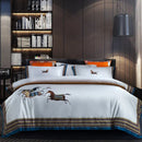 GobekUsa Galloping Horse Luxury Bedding Set 1400TC Egyptian Cotton Duvet Cover Sheet Pillowcases
