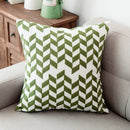 GobekUsa Green Geometric Canvas Cotton Embroidered Cushion Cover 45x45cm
