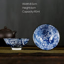 GobekUsa Blue and White Porcelain Hand-Painted Tea Cups - Set of 1