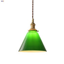 GobekUsa Green Glass LED Pendant Lights, Adjustable Nordic Modern Hang Lamp for Bedroom, Kitchen, Hotel