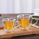 GobekUsa Heart Love Double Wall Glass Mug with Handle for Coffee Tea Milk Juice