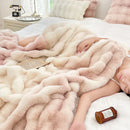 GobekUsa Gradient Pink Double Layer Faux Fur Winter Blanket