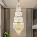GobekUsa Crystal Hollow Long Chandelier: Elegant Duplex Villa Hall Lighting