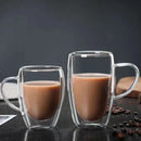 GobekUsa Double Wall High Borosilicate Glass Mug with Handle, Heat Resistant Coffee Cup